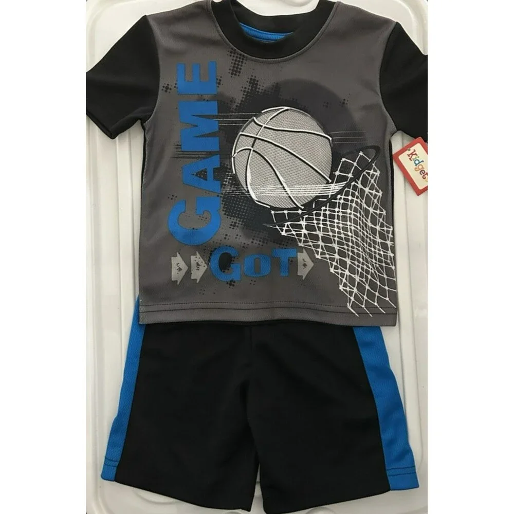 Kidgets Black Blue Gray Got Game Basketball Boys Shorts Outfit Size 18 Months